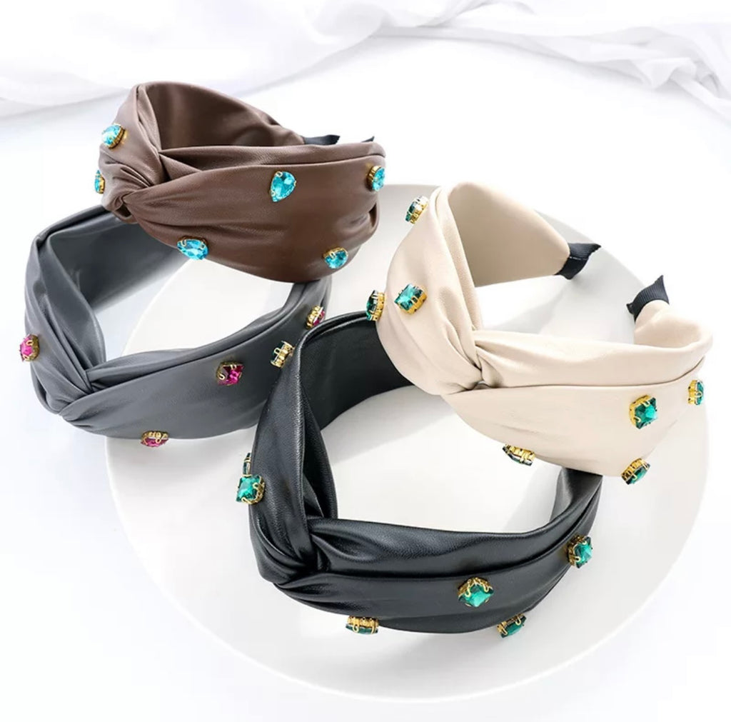 Luxxe Leather Headband with Bling